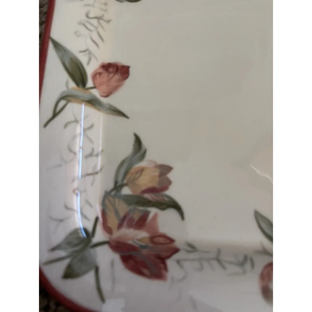 waverly garden room serving platter 18 By 13 Rectangle Crackle Floral Pattern